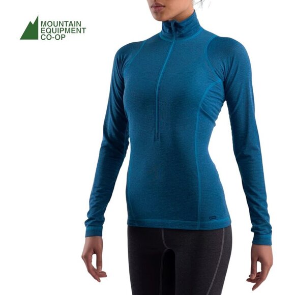MEC T2 Long-Sleeved Zip-T - Women's base layer blue size small - Picture 1 of 13